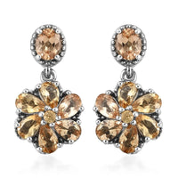 Premium Imperial Topaz Flower Dangle Earrings in Platinum Over Sterling Silver 3.65 ctw