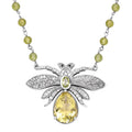 GP Italian Garden Collection Green Gold Quartz and Multi Gemstone Bee Necklace 18 Inches in Platinum Over Sterling Silver 10.40 Grams 34.90 ctw - Sticky add to cart bar