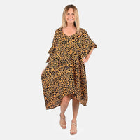 TAMSY Yellow V-Neck Dress with Tie Below Shoulder - One Size Fits Most