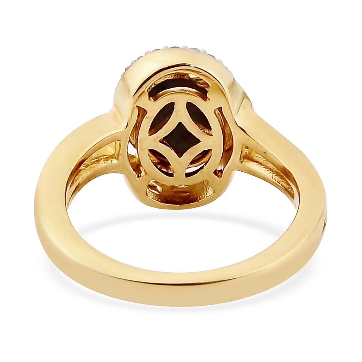 Indian Star Ruby and Natural White Zircon Split Shank Ring in Vermeil Yellow Gold Over Sterling Silver 3.25 ctw (5)