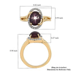 Indian Star Ruby and Natural White Zircon Split Shank Ring in Vermeil Yellow Gold Over Sterling Silver 3.25 ctw