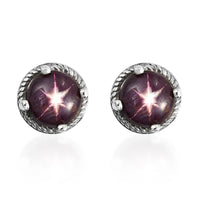 Indian Star Ruby Solitaire Stud Earrings in Platinum Over Sterling Silver 3.50 ctw