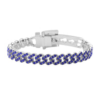 Tanzanite Blue Color Austrian Crystal Bracelet in Silvertone (7.00 In)