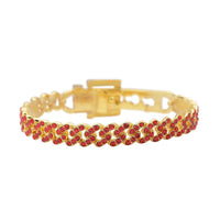 Red Color Austrian Crystal Bracelet in Goldtone (7.00 In)