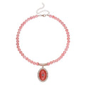 Cherry Quartz and Pink Austrian Crystal Beaded Necklace 18.5-22.5 Inches in Rosetone 200.00 ctw - Sticky add to cart bar