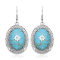 Blue Howlite and Light Blue Austrian Crystal Drop Earrings in Silvertone and Stainless Steel 35.00 ctw - Sticky add to cart bar