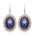 Lapis Lazuli and Blue Austrian Crystal Drop Earrings in Goldtone and Stainless Steel 46.00 ctw - Sticky add to cart bar