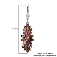 Multi-Tourmaline Elongated Spray Earrings in Platinum Over Sterling Silver 5.70 ctw