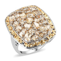 Premium Natural Imperial Topaz Cocktail Ring in Vermeil Yellow Gold and Platinum Over Sterling Silver 9.50 Grams 6.25 ctw