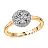Lab Grown Diamond G-H SI Halo Ring in Vermeil Yellow Gold Over Sterling Silver 0.50 ctw