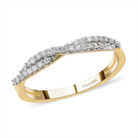 Lab Grown Diamond G-H SI Criss Cross Ring in Vermeil Yellow Gold Over Sterling Silver (Size 10.0) 0.25 ctw