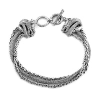 Bali Legacy Sterling Silver Multi Strand Toggle Clasp Bracelet (7.50 In) 25 Grams