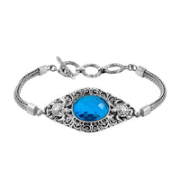 Bali Legacy Caribbean Quartz (Triplet) Toggle Clasp Bracelet in Sterling Silver (7.50 In) 11.70 ctw