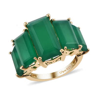 Verde Onyx 5 Stone Ring in Vermeil Yellow Gold Over Sterling Silver (Size 11.0) 15.35 ctw