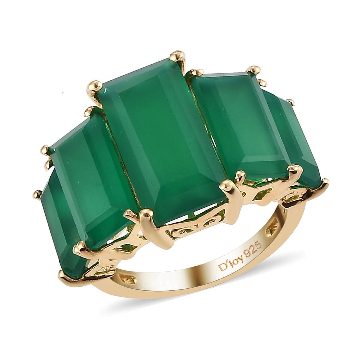 Verde Onyx 5 Stone Ring in Vermeil Yellow Gold Over Sterling Silver (Size 11.0) 15.35 ctw (1)
