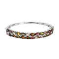 Multi-Tourmaline Bangle Bracelet in Platinum Over Sterling Silver (6.50 In) 15.65 Grams 10.00 ctw - Sticky add to cart bar