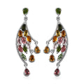 Multi-Tourmaline Wings Earrings in Platinum Over Sterling Silver 3.75 ctw - Sticky add to cart bar