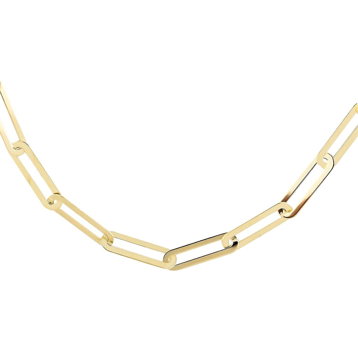 10K Yellow Gold Crystal 4mm Paper Clip Necklace with Extender 18-19 Inches 5.95 Grams