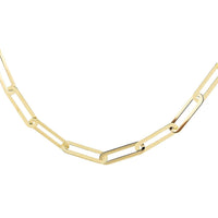 10K Yellow Gold Crystal 4mm Paper Clip Necklace with Extender 18-19 Inches 5.95 Grams