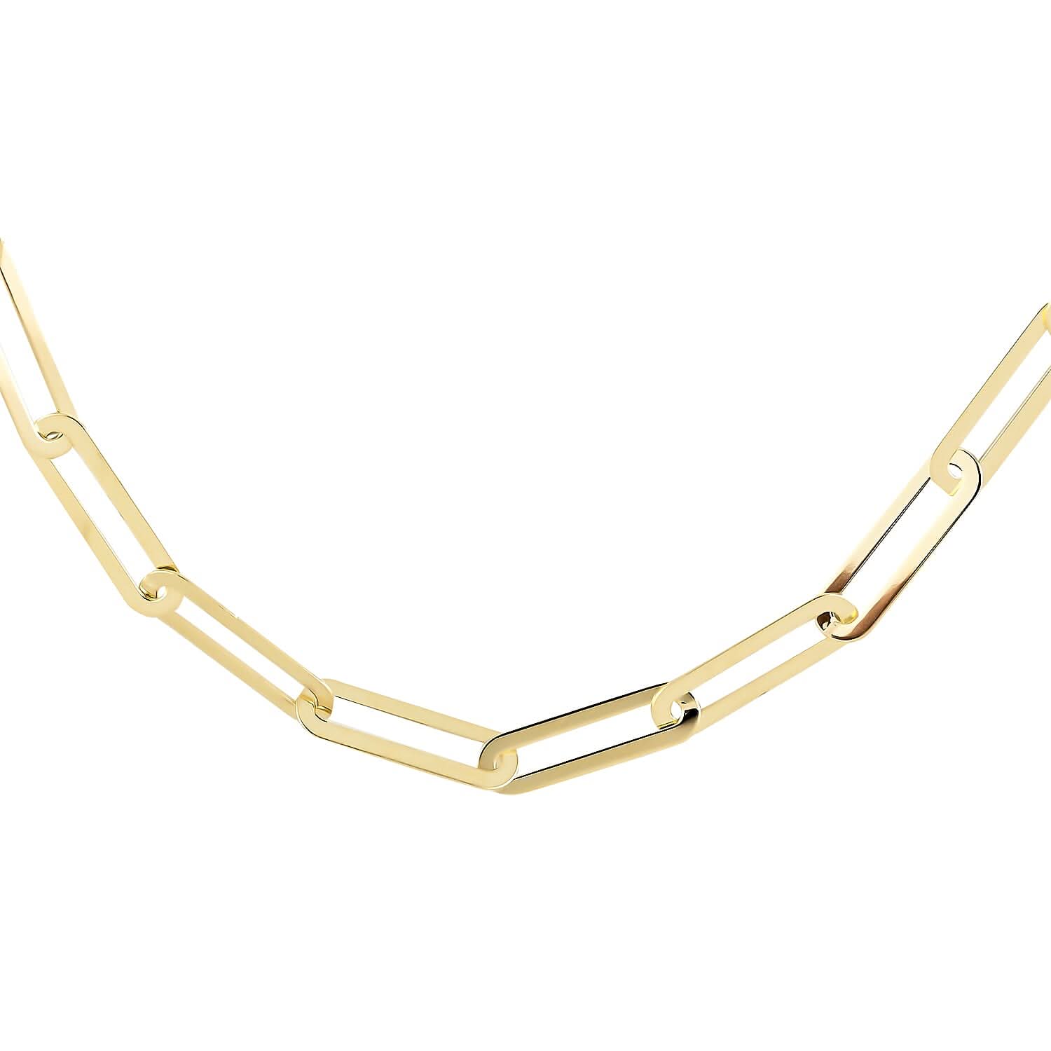 14K Yellow Gold Crystal 4mm Paper Clip Necklace with Extender 18-19 Inches 6.60 Grams