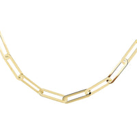 14K Yellow Gold Crystal 4mm Paper Clip Necklace with Extender 18-19 Inches 6.60 Grams