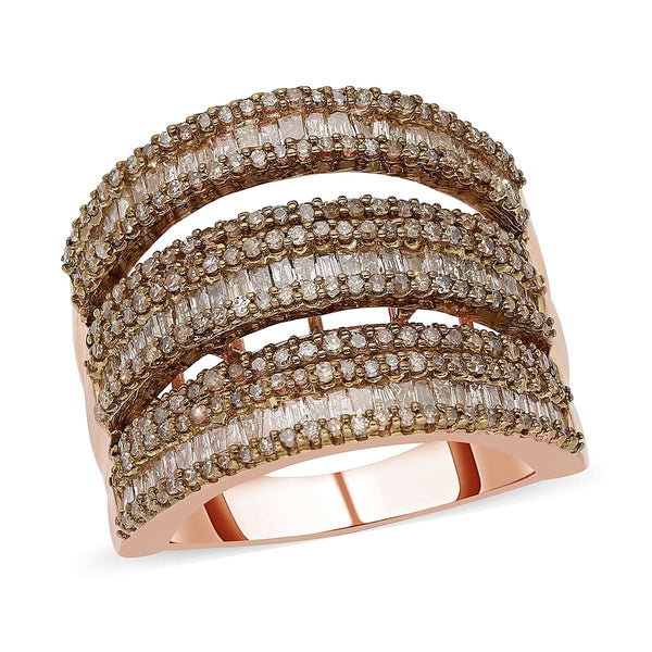 Natural Champagne Diamond Ring in Vermeil Rose Gold Over Sterling Silver (Size 6.0) 10.50 Grams 3.00 ctw - Product card gallery slide 1 (9431401758975)
