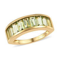 AMERICAN Natural Arizona Peridot Half Eternity Band Ring in Vermeil Yellow Gold Over Sterling Silver (Size 10.0) 2.15 ctw