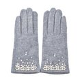 Gray Cashmere Warm Gloves with Plastic Pearl and Equipped Touch Screen Function - Sticky add to cart bar