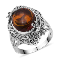BALI LEGACY Baltic Amber Dragonfly Ring in Sterling Silver (Size 11.0) 10.50 Grams