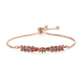 Simulated Garnet Color Diamond Bolo Bracelet in Rosetone 2.00 ctw - Sticky add to cart bar