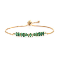 Simulated Emerald Bolo Bracelet in Goldtone 2.00 ctw