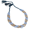 Beige and Sky Blue Linking Style Beaded Necklace (19 inches) - Sticky add to cart bar