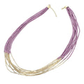 Ivory Multi Layered Glass Seed Beaded Necklace 31 Inches in Goldtone - Sticky add to cart bar