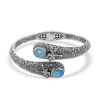 Bali Legacy Ethiopian Welo Opal Dragonfly Bangle Bracelet in Sterling Silver (7.25 In) 3.40 ctw