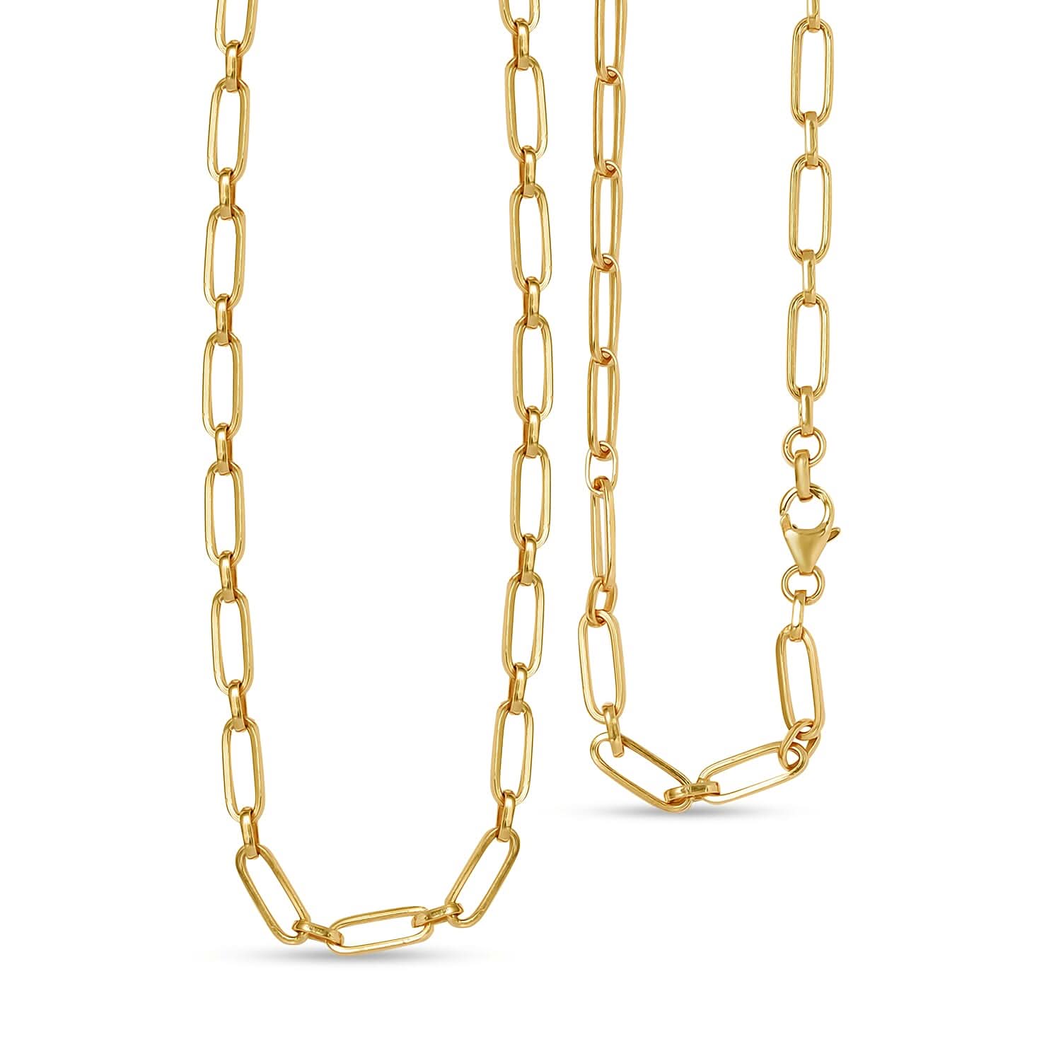 14K Yellow Gold Over Sterling Silver Paper Clip Necklace 20 Inches 12 Grams