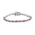 Ouro Fino Rubellite and Natural White Zircon Tennis Bracelet in Platinum Over Sterling Silver (6.50 In) 7.75 Grams 5.65 ctw - Sticky add to cart bar