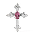 Ouro Fino Rubellite and Natural White Zircon Cross Pendant in Platinum Over Sterling Silver 0.35 ctw - Sticky add to cart bar