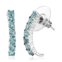 Madagascar Paraiba Apatite J-Hoop Earrings in Sterling Silver 1.40 ctw