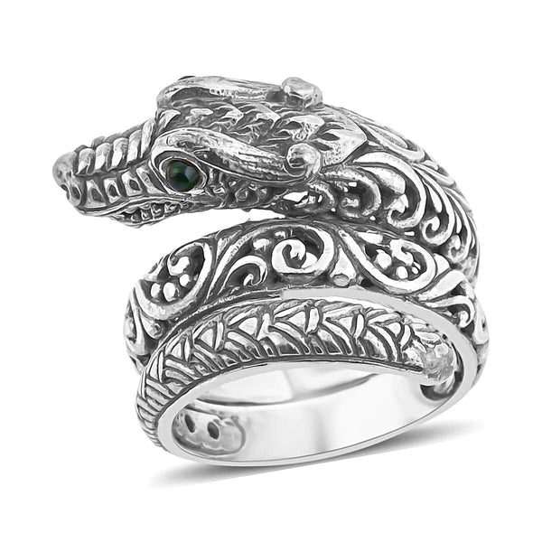 DOORBUSTER Sable Ethiopian Welo Opal Dragon Ring in Sterling Silver (Size 9.0) 0.10 ctw - Product card gallery slide 1 (9431355359487)