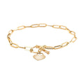 Venezia Italian 14K Yellow Gold 3.5mm Heart Toggle Paper Clip Bracelet (7.50 In) 1.90 Grams - Sticky add to cart bar