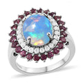 Ethiopian Welo Opal and Multi Gemstone Cocktail Ring in Platinum Over Sterling Silver (Size 7.0) 3.85 ctw - Sticky add to cart bar