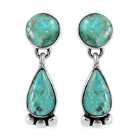 SANTA FE Style Kingman Turquoise Dangle Earrings in Sterling Silver 6.50 ctw