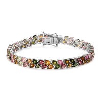 Multi-Tourmaline Linking Bracelet in Platinum Over Sterling Silver (6.50 In) 12 Grams 9.40 ctw
