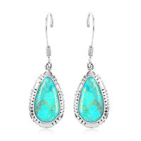 SANTA FE Style Kingman Turquoise Dangle Earrings in Sterling Silver 2.20 ctw