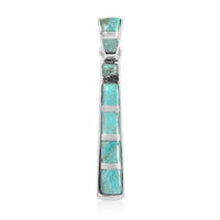 SANTA FE Style Kingman Turquoise Drop Pendant in Sterling Silver 4.35 ctw