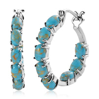 Mojave Multi Turquoise Hoop Earrings in Stainless Steel 7.40 ctw