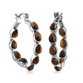 Red Howlite Inside Out Hoop Earrings in Stainless Steel 6.15 ctw - Sticky add to cart bar