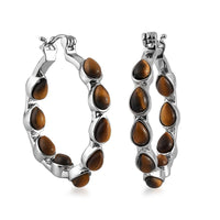 Red Howlite Inside Out Hoop Earrings in Stainless Steel 6.15 ctw