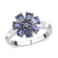 Tanzanite Floral Ring in Stainless Steel (Size 5.0) 0.90 ctw