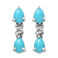 Sleeping Beauty Turquoise Drop Earrings in Platinum Over Sterling Silver 1.75 ctw